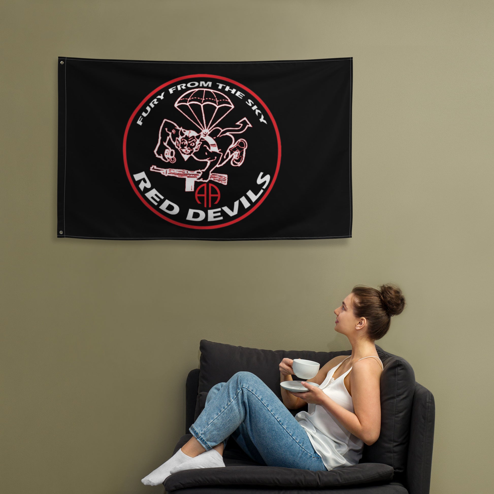 Rep your background with this 508 Parachute Infantry Regiment Flag. Perfect to hang in your home or office. Your 34" x 56" flag won’t crease or shrink thanks to the polyester material and will last a long time. Fury from the Sky!
