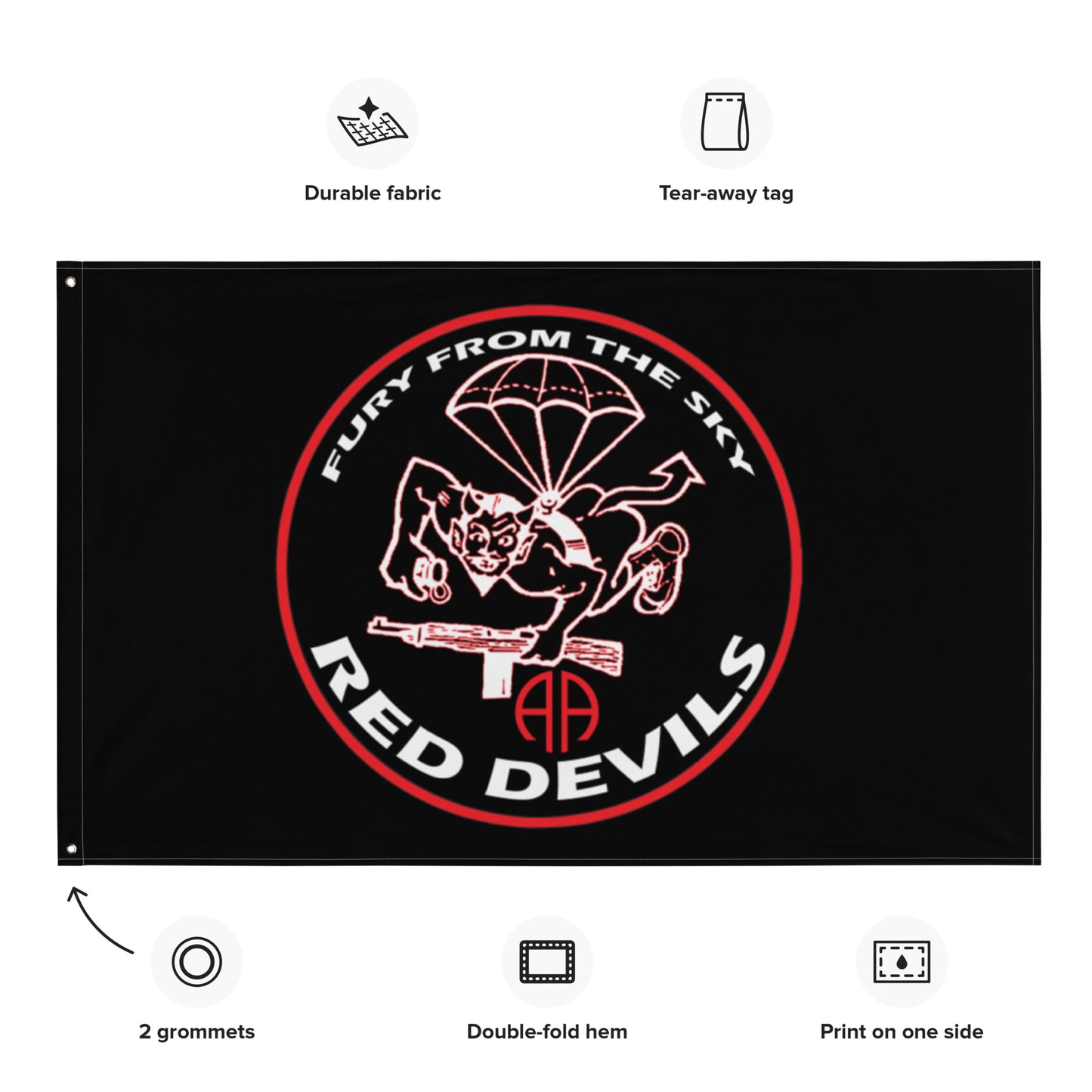 Rep your background with this 508 Parachute Infantry Regiment Flag. Perfect to hang in your home or office. Your 34" x 56" flag won’t crease or shrink thanks to the polyester material and will last a long time. Fury from the Sky!