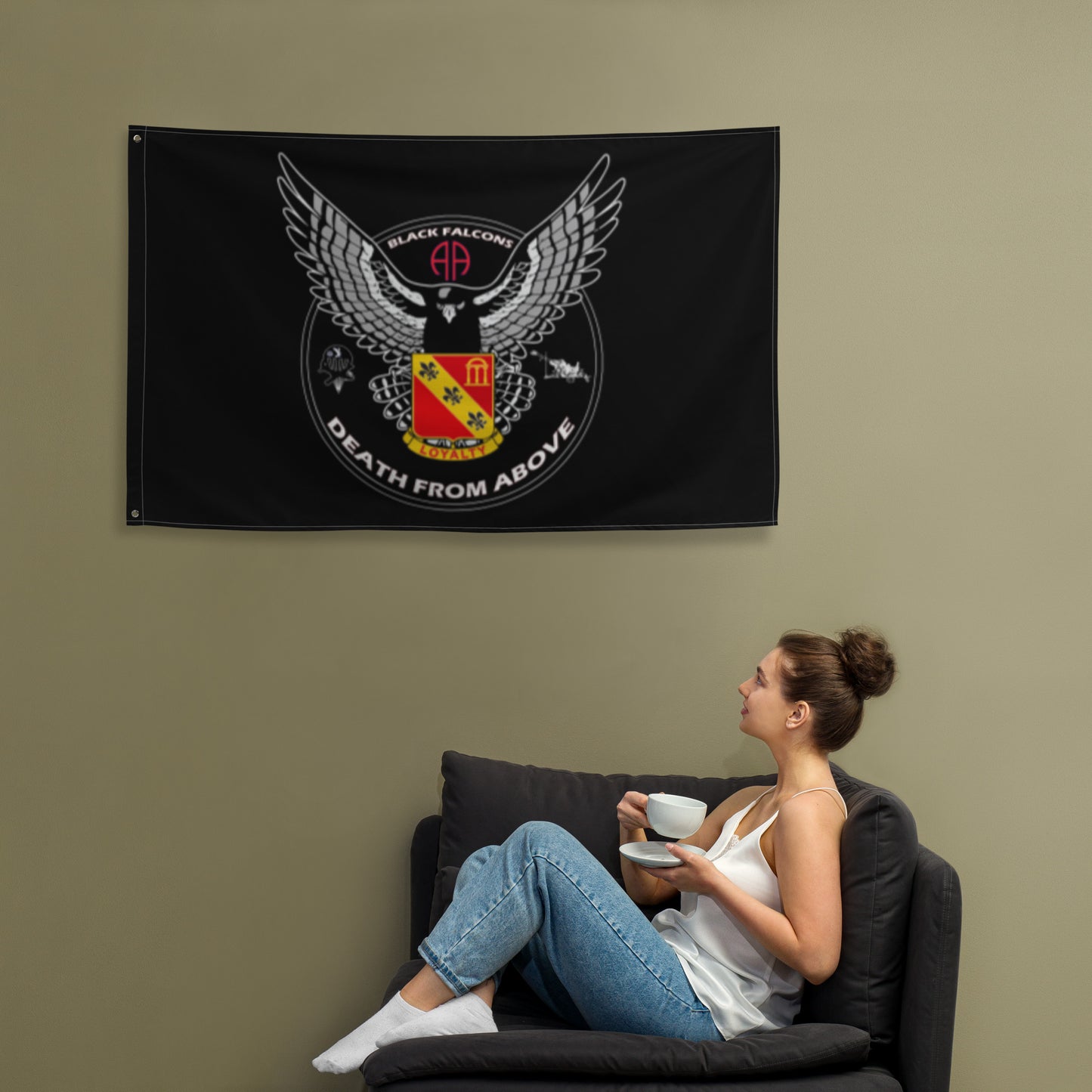 Black Falcons 2-319th AFAR Flag
