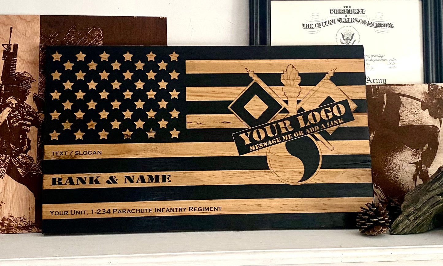 Military Flag Plaque (clear stain)