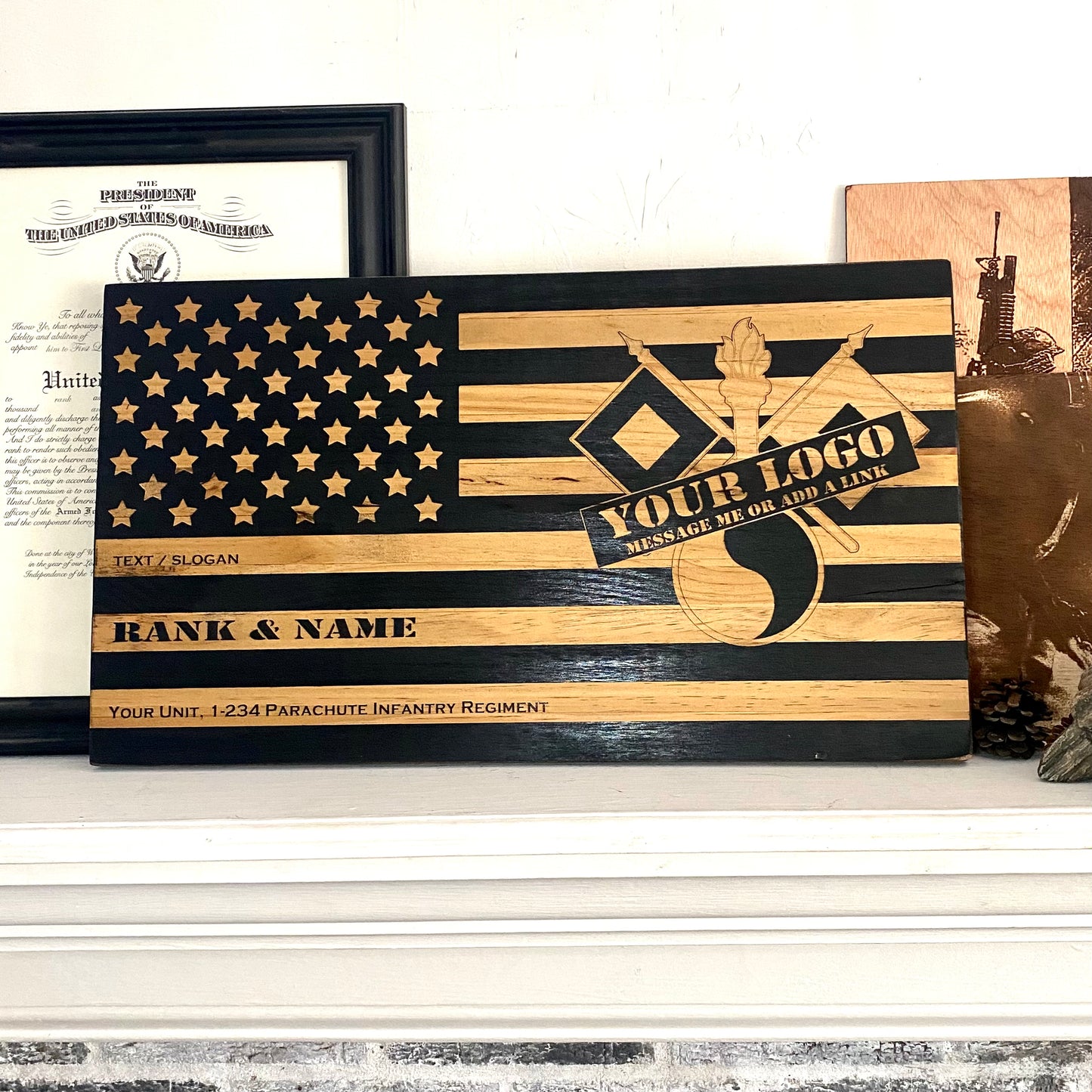 Military Flag Plaque (clear stain)