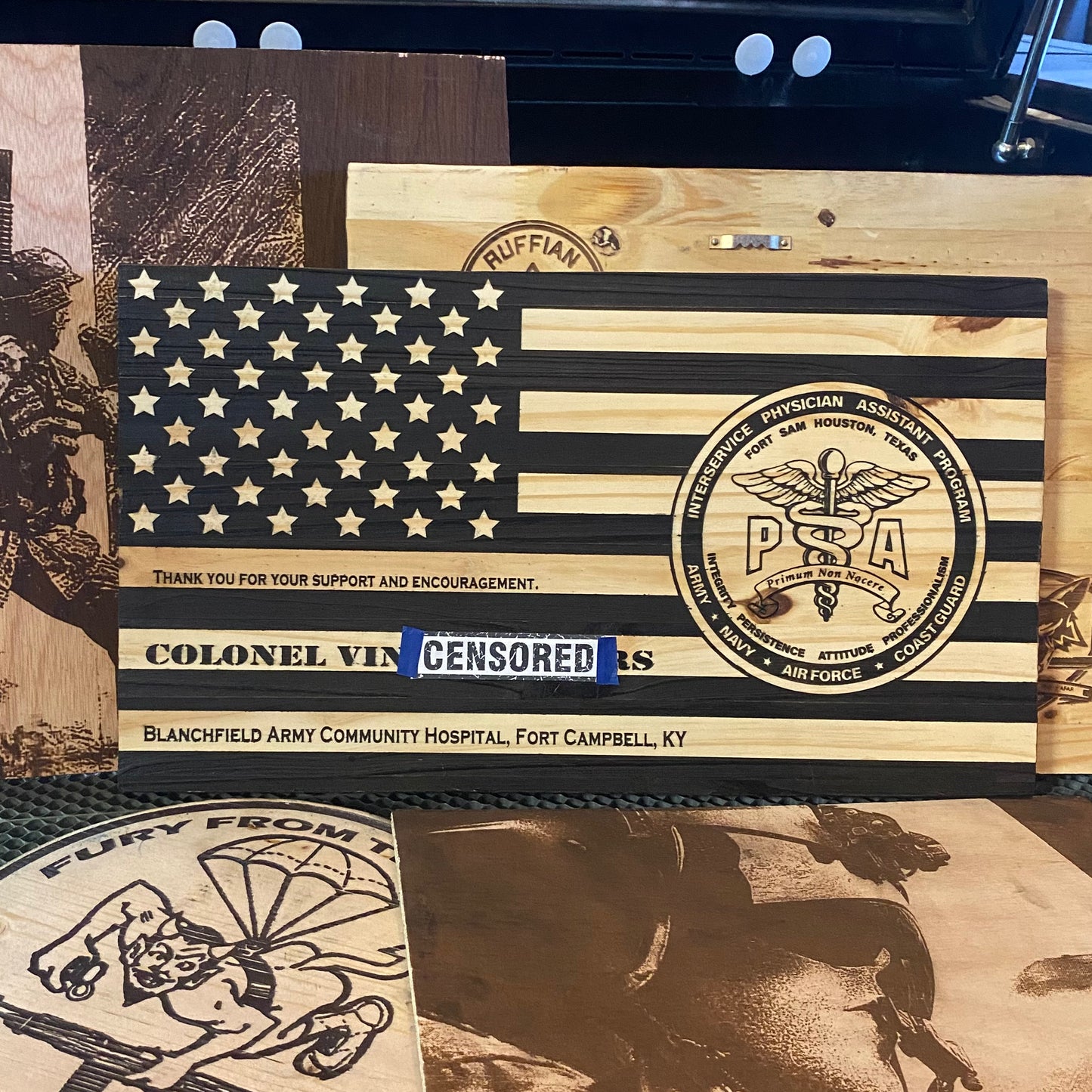 Military Flag Plaque (clear stain)