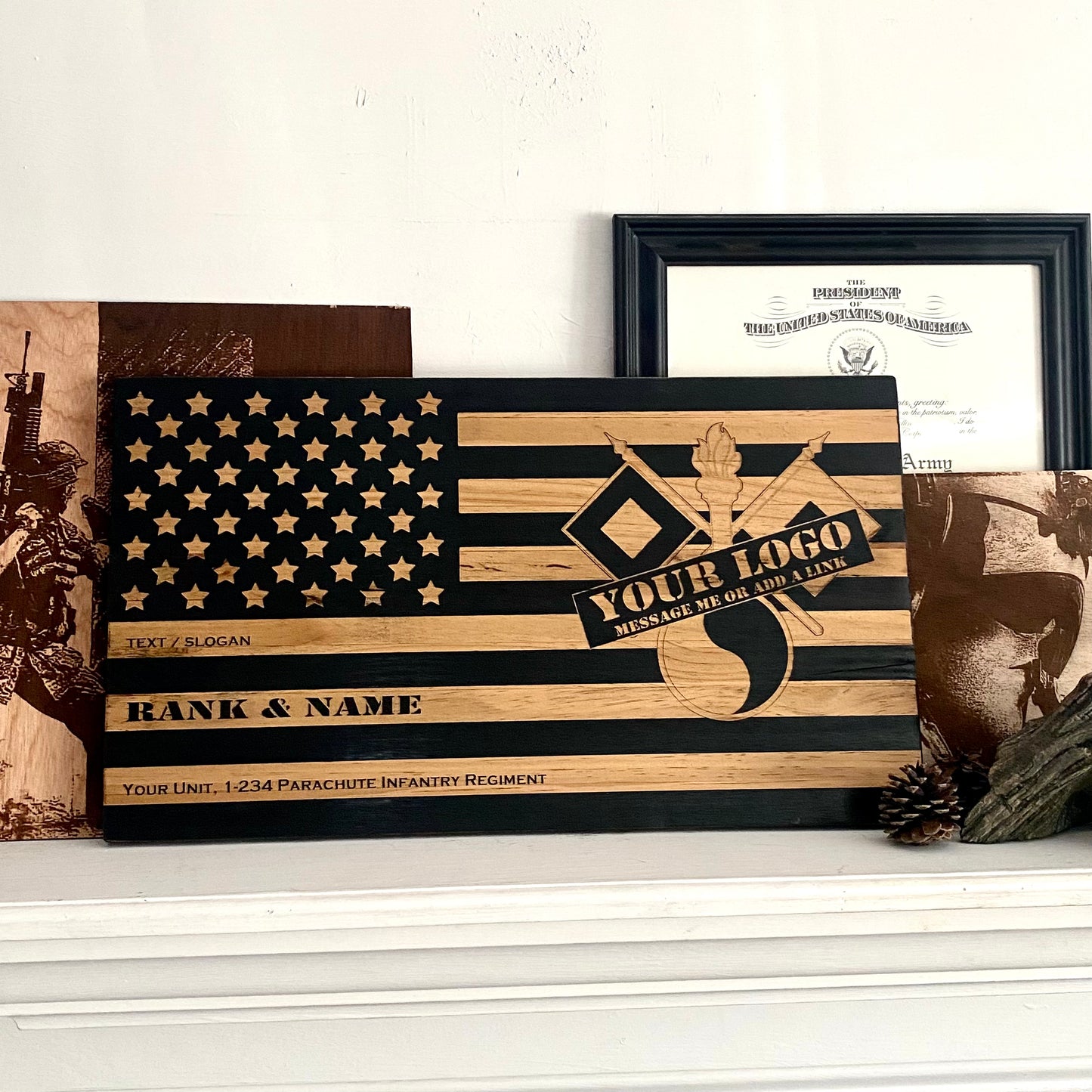 Military Flag Plaque (clear stain)