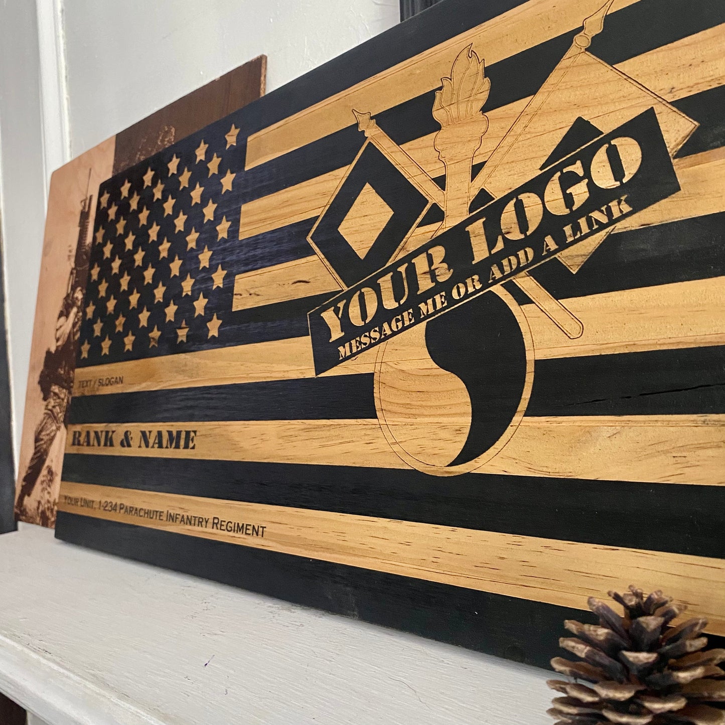 Military Flag Plaque (clear stain)