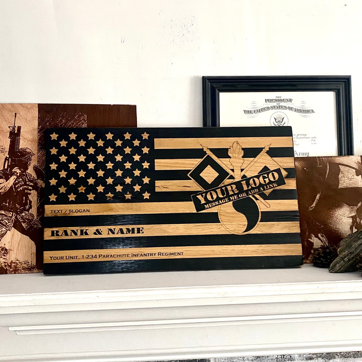 Military Flag Plaque (clear stain)