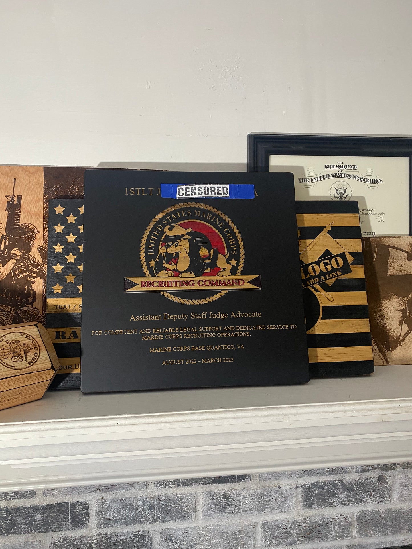 Logo Centered Plaque - Black Background