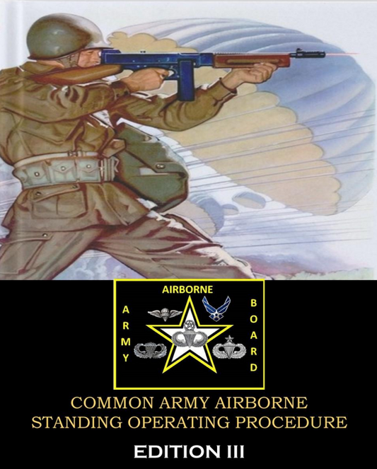 Cover of a book titled 'Common Army Airborne Standing Operating Procedure'  Previous Edition with an illustration of a soldier holding a rifle.