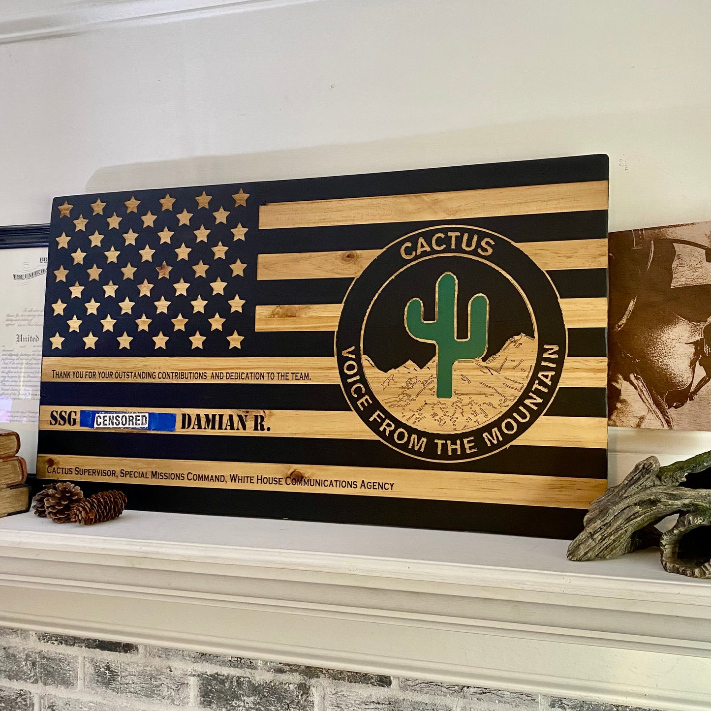 Military Flag Plaque (clear stain)